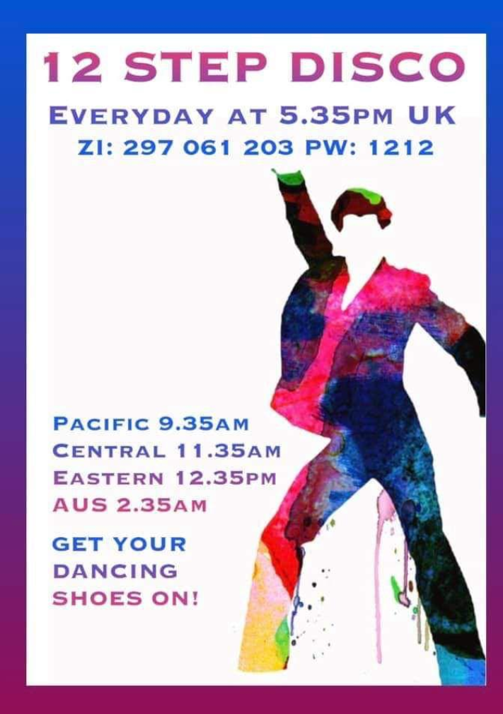 Daily 12-Step Disco at 12:35pm Eastern Time