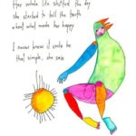 Colorful drawing of a woman jumping for joy.
